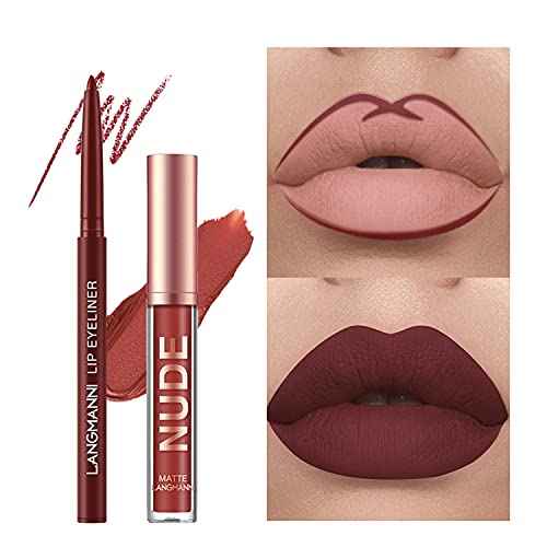 BestLand 12Pcs Matte Liquid Lipstick + Lip Liner Pens Set, Velvety Nude Lip Stain Waterproof Long Wear Makeup Gift Set