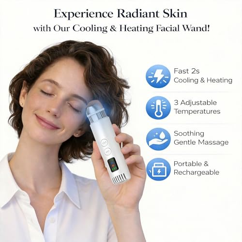 2-in-1 Cold & Warm Depuffing Wand for Face & Eyes,Adjustable Temperature Facial Massager with Cooling & Gentle Heat,Portable Skincare Tool for Puffiness, Dark Circles & Radiant-Looking Skin