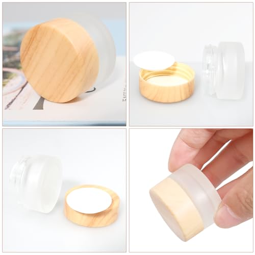 32 Pcs Glass Cosmetic Containers 5 Grams Round Frosted Cosmetic Jars with Leak proof lids Empty glass sample Jars Scrub Balm Lotions Sample Containers for Makeup Lotion Lip Balm Eye Cream
