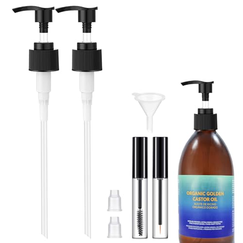 2-Pack Castor Oil Pump Dispenser for 16oz Bottles