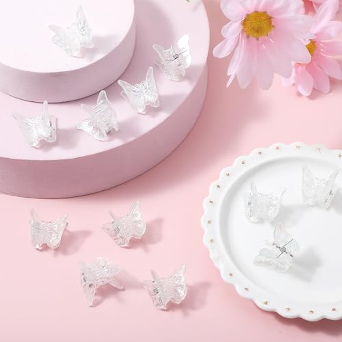 12Pcs Colorful Butterfly Hair Clips for Girls & Women - Non-Slip Tiny Claw Accessories