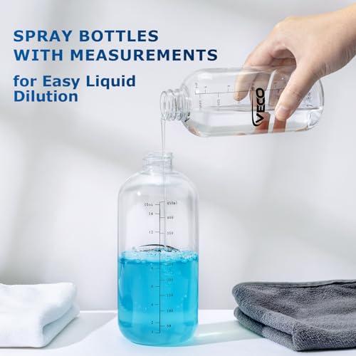 Veco 15oz Spray Bottle 4-Pack - 360° Any-Angle with Adjustable Nozzle