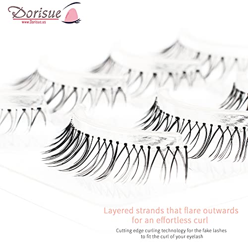 Dorisue Eyelashes natural look 3D lightweight Natural short eyelashes Perfect for Everyday lashes Handmade lashes with Hight Quality 4 pack E3