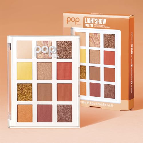 POP Beauty LIGHTSHOW PALETTE | FIRE FIT - Eyeshadow Palette, 12 Shades, Complementary Colours, Multi-Textured, Richly-Pigmented | Matte, Metallic, Satin, Glitter