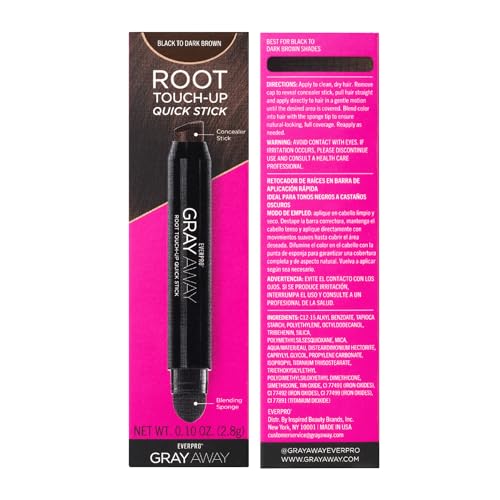 EVERPRO Gray Away Root Touchup Stick - Black/Dark Brown, 0.1 Oz