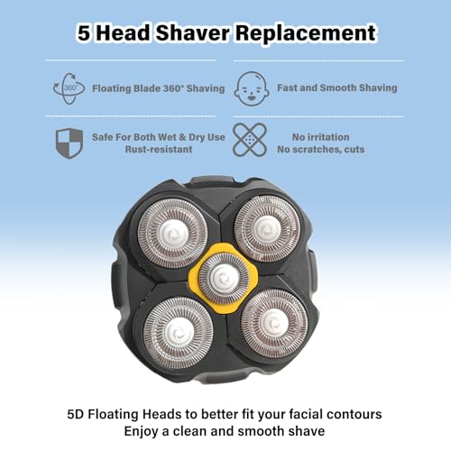 Replacement Heads Compatible with Microtouch Titanium Electric Head Shaver, Titanium Razor Replacement Blades for Micro Touch Head Shaver, Hypoallergenic Hair Clippers Blades for Bald Men - 3 Pcs