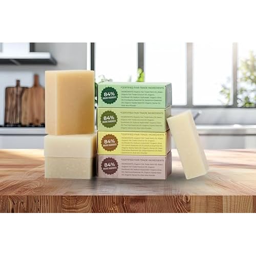Adams Handmade Soap Variety Pack ? 4 Bar Set: Tea Tree, Eucalyptus Spearmint, Patchouli, Lemon Sage | Vegan, Cold Process, 84% Organic, Essential Oils, USA Made
