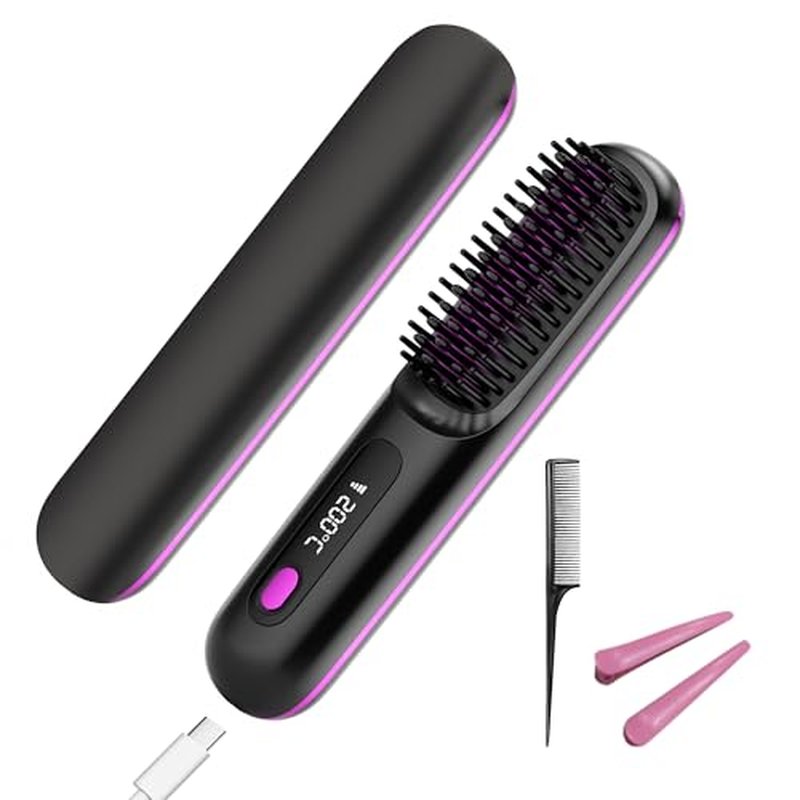 GERY Go Brush Pro Cordless Hair Straightener Comb with LCD Display