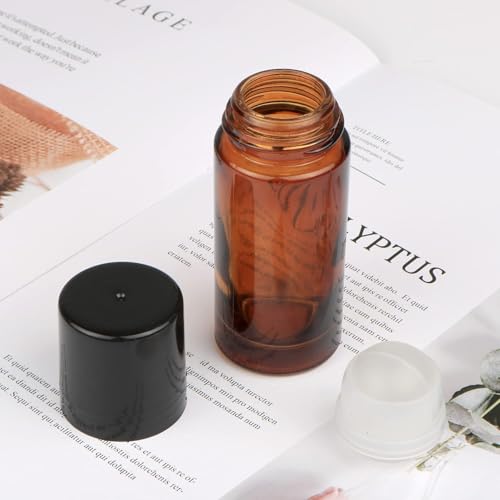 2Pcs Brown 30ml Glass Roller Bottles Essential Oil Refillable