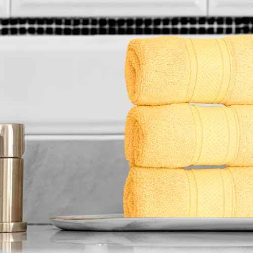 MoNiBloom 12-Piece 100% Cotton Face Wash Cloth Set for Bathroom Home Hotel Spa Gym Yoga Shower Highly Absorbent Ultra Soft Quick-Dry (Lemon Yellow)