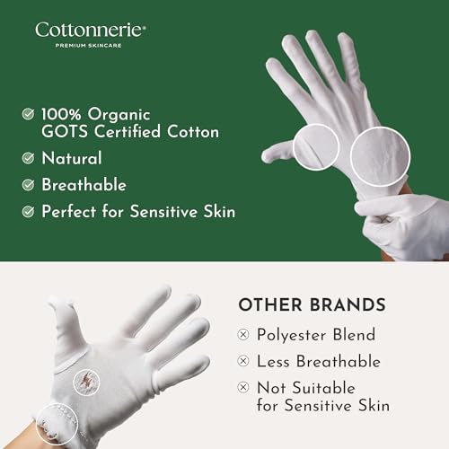Organic Cotton Gloves for Dry Hands - 4 Pairs, Sleep Moisturizing
