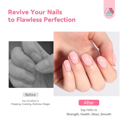 SAVILAND Nail Strengthener with Castor Oil & Vitamin E - Sheer Pink Polish for Damaged Nails