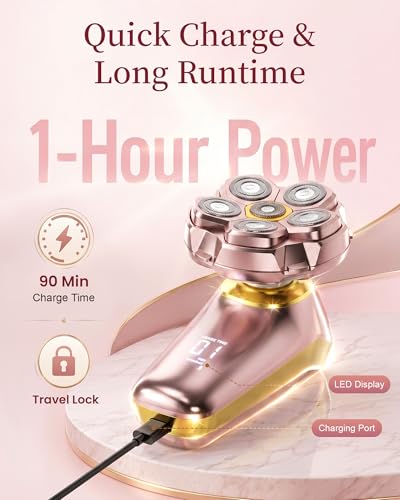 Women’s 2-in-1 Electric Razor for Legs & Body, Painless 6D Shaver with Trimmer