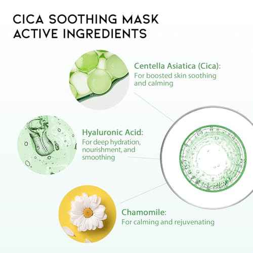 Hydrating Sheet Mask Starter Kit Variety Pack for Skin Care, Dry, Ance, Sensitive Skin, Korean Vegan Facial Sheet Mask for Men & Women, Collagen, Cica, Ceramide, Hyaluron, Retinol 5EA