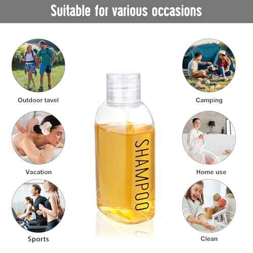 Travel Bottles for Toiletries 6 PCS 3.4oz/100ml Travel Size Containers Plastic Lotion Bottle TSA Approved Leak Proof Squeeze Bottles with Flip Cap for Toiletries, Shampoo & Lotion (Clear)