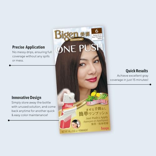 Bigen One Push Hair Color - Lightest Brown, 2 Pack for Easy Application
