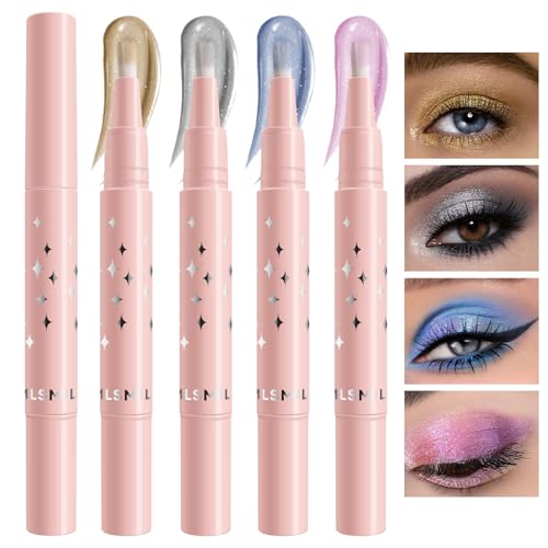4-Color Shimmer Liquid Eyeshadow Stick with Brush