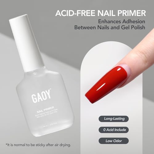 GAOY Nail Dehydrator and Primer Set - Acid-Free Nail Prep Kit (2 Pcs)