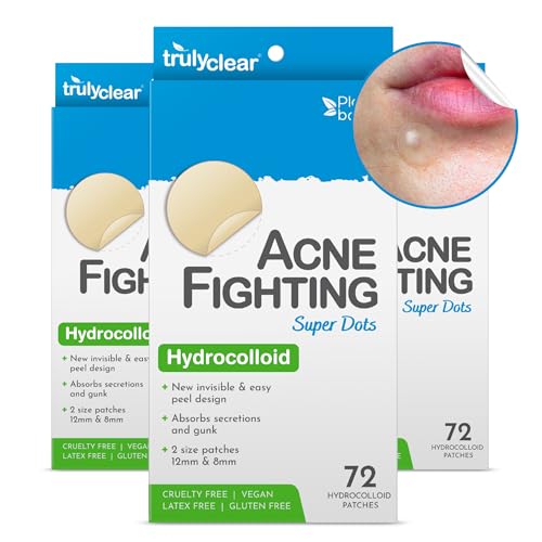 Truly Clear Hydrocolloid Acne Pimple Patches for Face & Body - Ideal for Cystic Acne, Zit & Blemishes - Cruelty Free Acne Dot, Spot Stickers, Acne Cover Patch - Overnight Results - 3 Packs (216 Count)