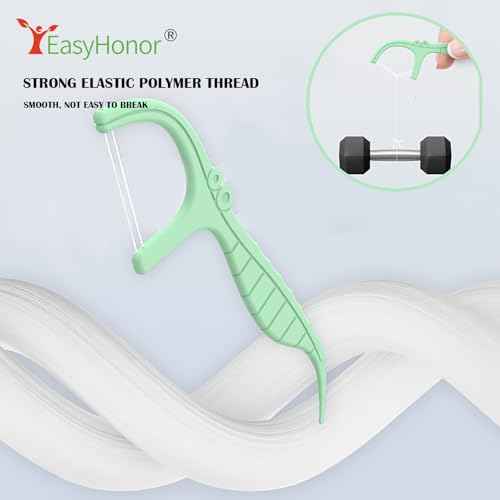 EasyHonor Dental Floss Picks,Twin-Line Mint Flavor Dental Flossers, Dual Action Flossing System, Easy Carry and Pick, 156 Count Floss Sticks in 3 Portable case.(Green, Mint)