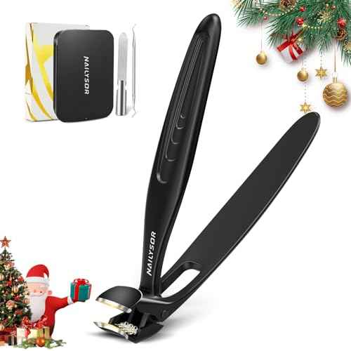 Toenail Clippers for Thick Toenails, Long Handle Nail Clippers for Seniors, Large Fingernail Clipper Angled Head with Catcher, Ergonomic Wide Jaw Opening Heavy Duty Cutter for Men Women