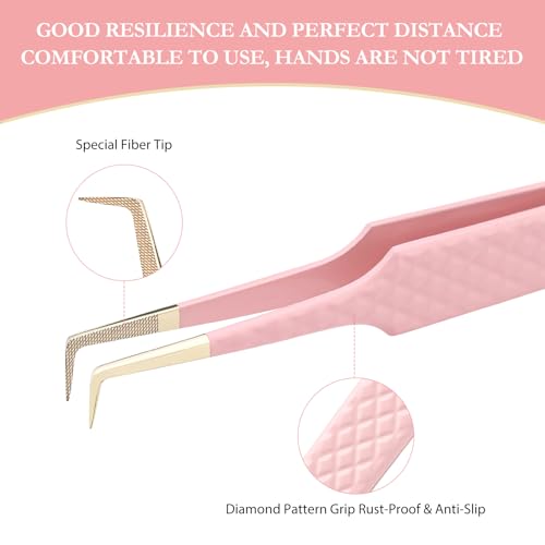 Oranllow 3 Pcs Precision Fiber Tip Lash Tweezers Set for Eyelash Extensions - Variation 3