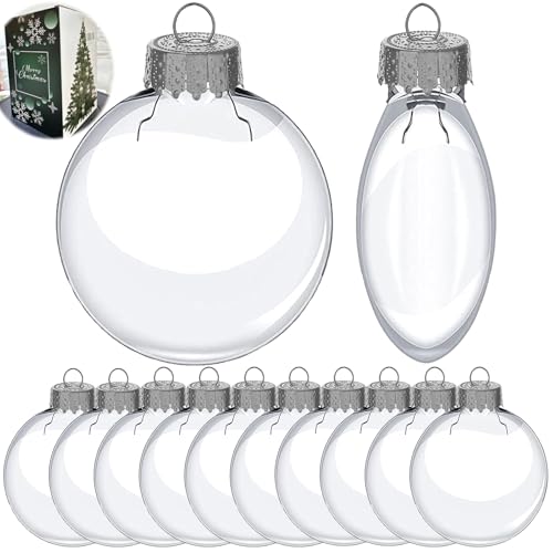 Wtpncil Clear Plastic Ornaments, Clear Christmas Ornaments Balls, DIY Fillable Ornaments, Clear Ornaments for Crafts - 24 PCS(3.15 inch)