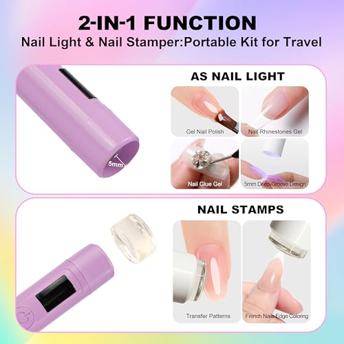 KeepTwenty Mini Handheld UV Nail Light with Stand - Purple, Portable Gel Curing Lamp