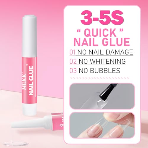 MEKK Super Strong Nail Glue for Press On Nails - Quick Dry 12 Pack (2g)