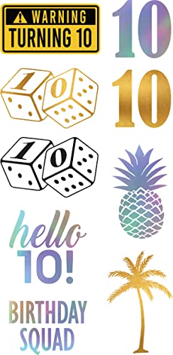 10th Birthday Temporary Tattoos - 4 Waterproof Sheets