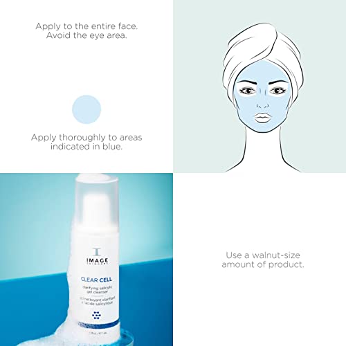 IMAGE Skincare, CLEAR CELL Salicylic Gel Cleanse, Gentle Foaming Face Wash Removes Excess Oil and Shine for Oily Prone Skin