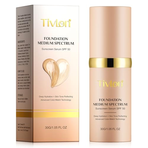 Foundation 4 in 1 - Medium Spectrum with SPF 50+, Anti-Aging, Concealer, Sun Protection, Hydrating Color Changing Foundation Makeup Liquid - Longwearing & Waterproof for Sport, Dancing (1PC, 30ml)