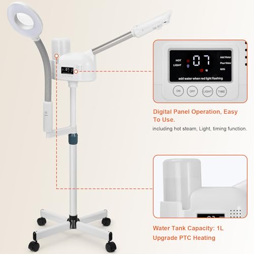 Professional 2-in-1 Facial Steamer with 5X Magnifying Lamp