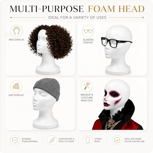 Smilco 12-Inch Foam Wig Heads, 3 Pack Female Mannequin