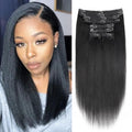 12 Inch Yaki Straight Clip In Hair Extensions #1B