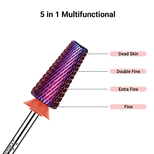 5 in 1 Nail Drill Bits - Fine Carbide Tungsten for Manicure & Pedicure