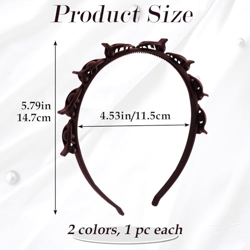 2 Pcs Clip Headband with Comb Teeth, Black & Brown