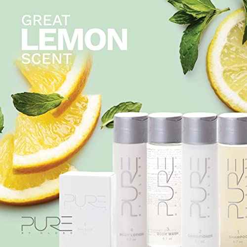Pure by Gloss Gift Set ? Fresh Lemon Scent ? for All Hair and Skin Types ? With Shampoo [8.5oz], Conditioner [8.5oz], Body Wash [8.5oz], Body Lotion [8.5oz], Body Bar [4oz], & Loofah ? Cruelty Free
