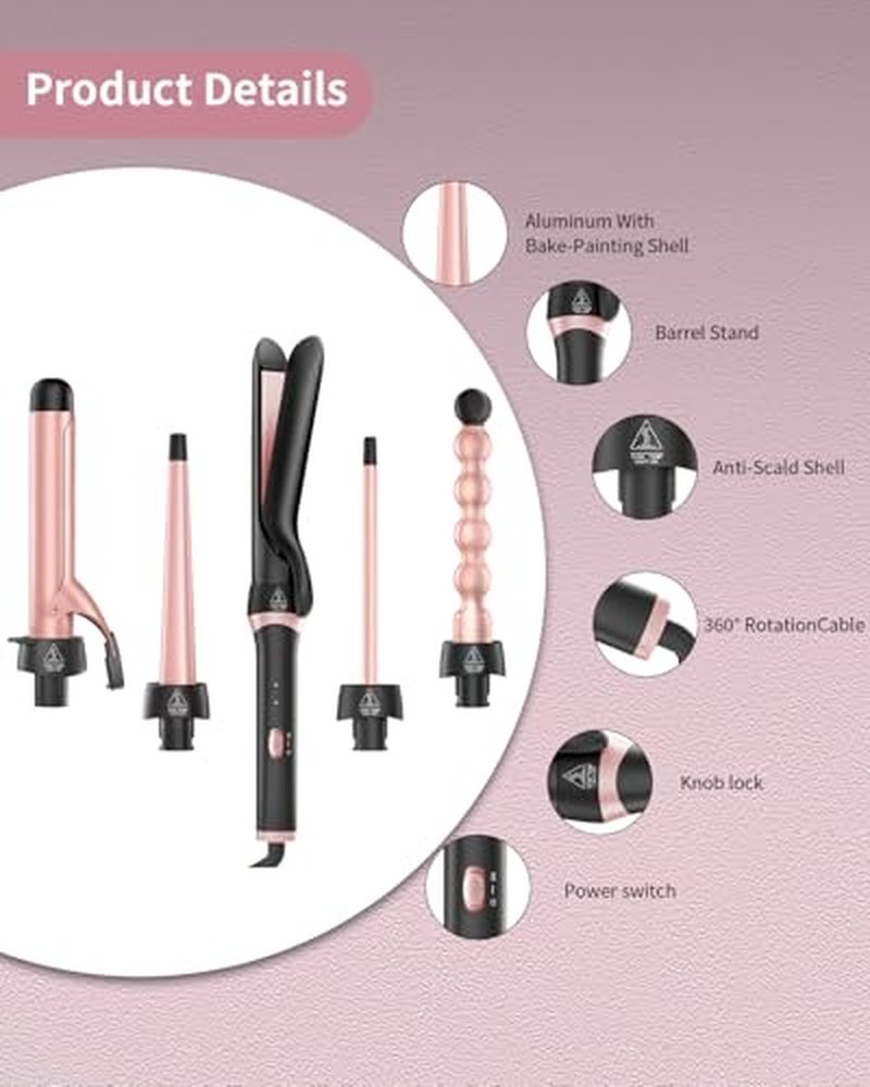 Aduarjo 5-in-1 Curling Iron Set with Flat Iron - All Hair Types