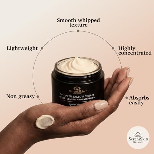 SereniSkin Organic Beef Tallow for Face, Whipped Face Cream, 4 oz