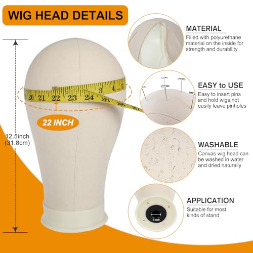 22 Inch Canvas Wig Head with Adjustable Tripod Stand
