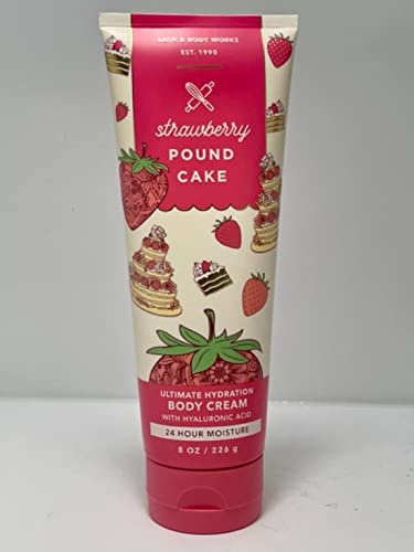 Bath and Body Works Strawberry Pound Cake Ultimate Hydration 24 Hour Body Cream 8 Ounce with Hyaluronic Acid