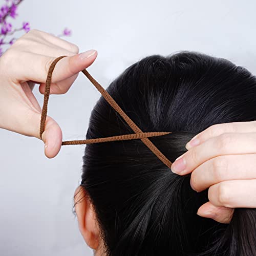 100 Pcs Elastic Hair Ties - Thick Seamless Black Ponytail Holders