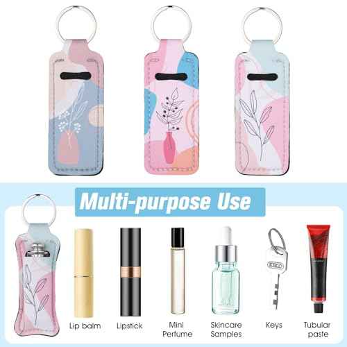 Pengxiaomei 3 Pcs Chapsticks Holder Keychain for Lipstick, Stocking Stuffers for Teen Girls Women Small Christmas Gifts
