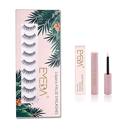 10 Pairs Natural False Lashes with White Glue