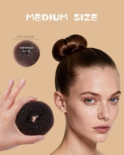 Hair Bun Maker Kit - 4 Donut Sock Buns, Elastic Bands & Pins