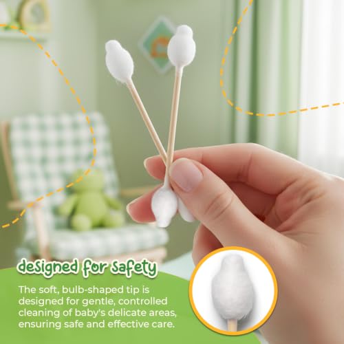 EcoFox Baby Cotton Swabs 220 Count - Bamboo & Pure Cotton