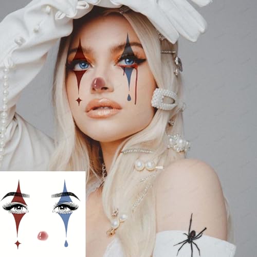 10 Pcs Halloween Face Tattoo Stickers - Vampire Clown Ghost Makeup