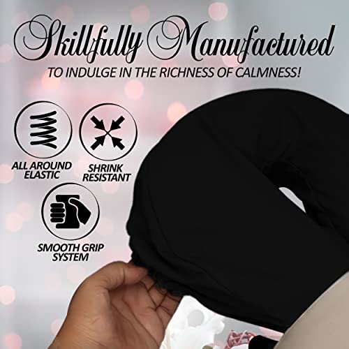 London Linens Microfiber Massage Table Face Cradle Covers - 4 Pack (Black)