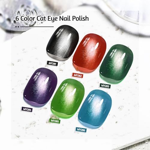 OpenLive Cat Eye Nail Polish Set - 6 Colors with Magnet Stick